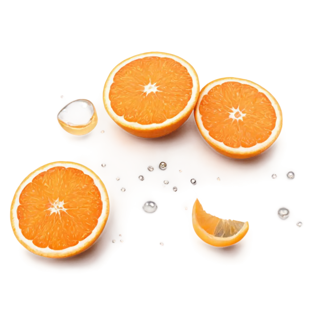 a sliced orange with droplets of water