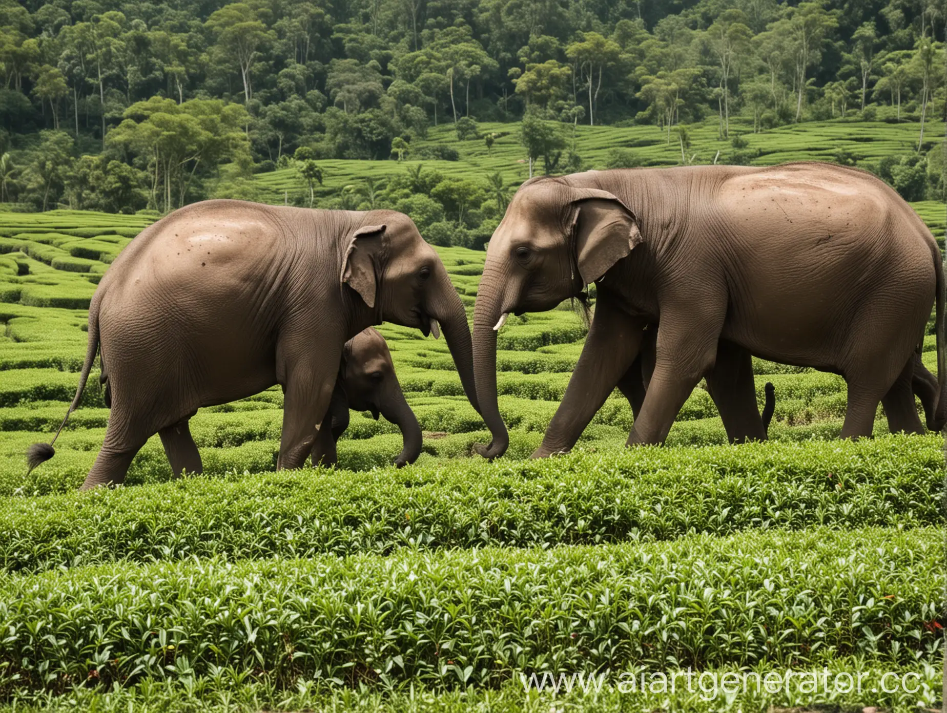 Elephants-Enjoying-Tea-Plantation-Scenery