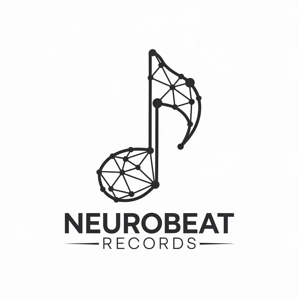 LOGO Design for NeuroBeat Records Neural Network Song Note Symbol for Entertainment Industry