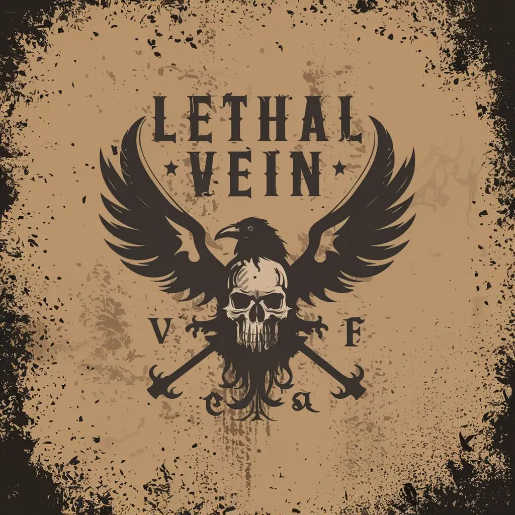 LOGO Design for Lethal Vein Vintage Gothic Emblem with Demon Wings and Raven Theme