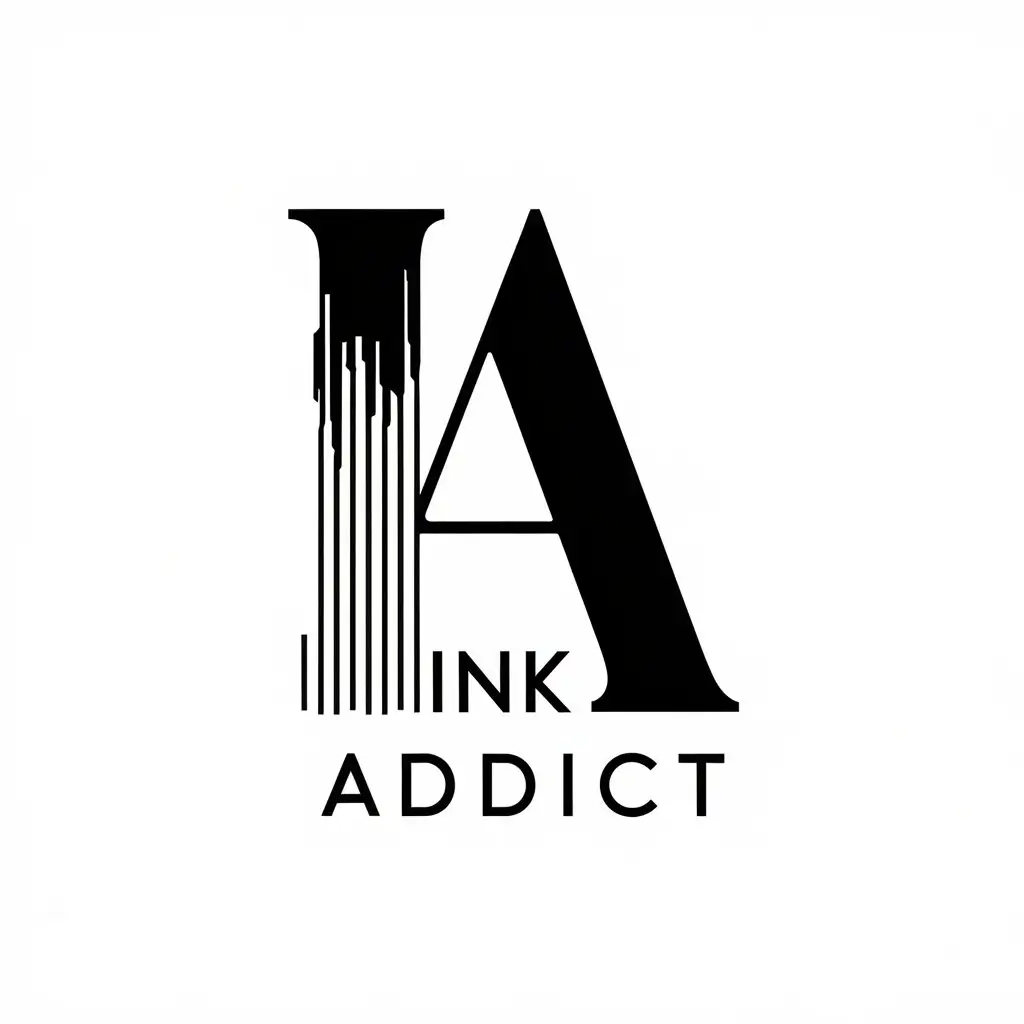 LOGO Design for Ink Addict Minimalistic Vector with Sleek I A and Black Text for Beauty Spa Industry