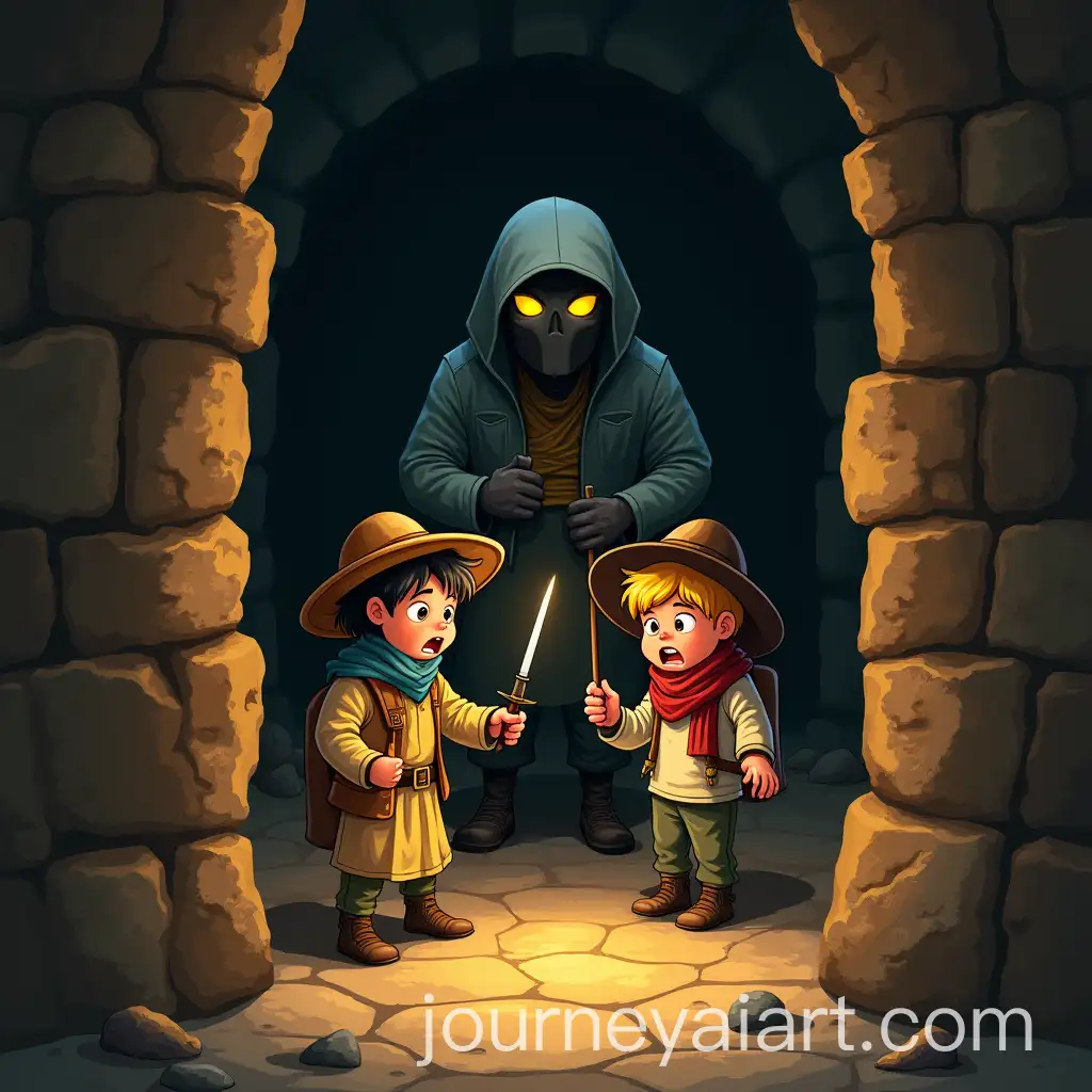 Children-Exploring-a-Dark-Egyptian-Tomb-with-Archaeologist