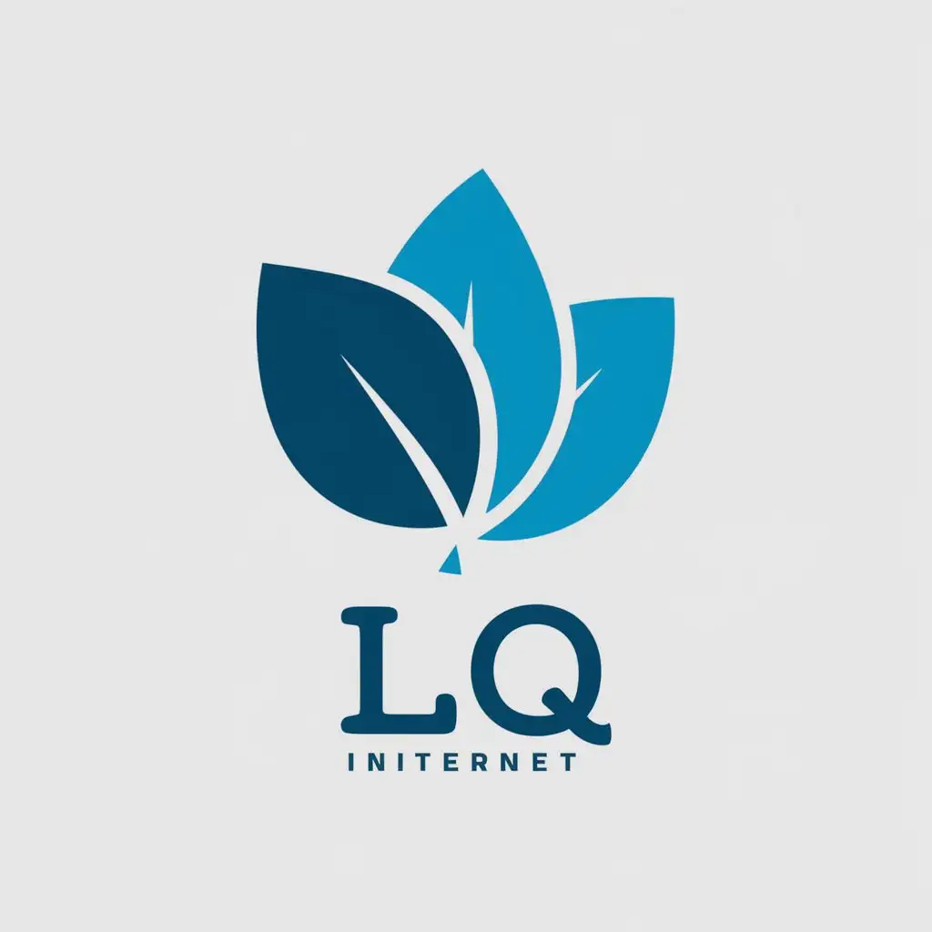 a vector logo design,with the text "LQ", main symbol:leaves blue,Minimalistic,be used in Internet industry,clear background