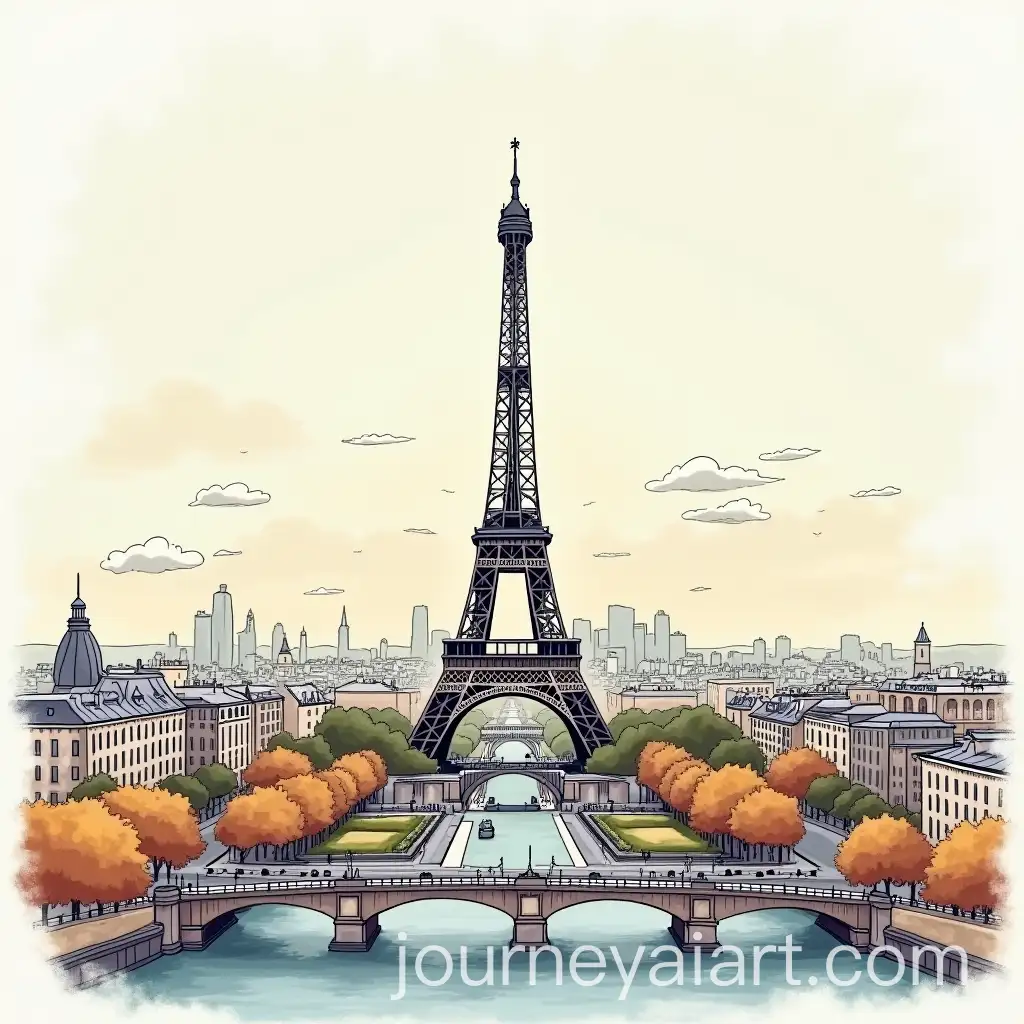 CartoonStyle-Paris-Skyline-in-Muted-Colors
