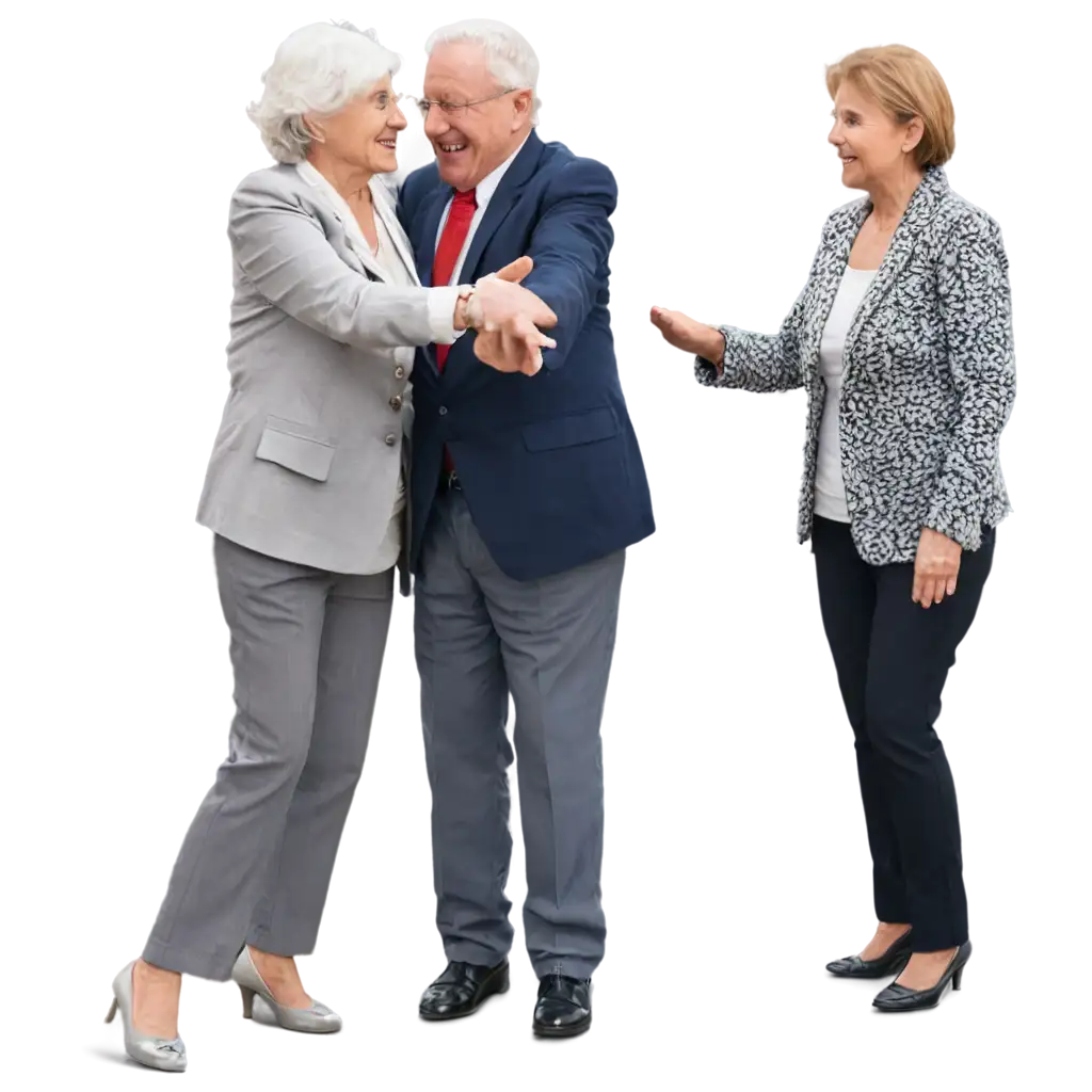 Happy-Old-People-Embracing-a-WellDressed-Salesperson-PNG-Perfect-for-Celebrating-Joyful-Connections