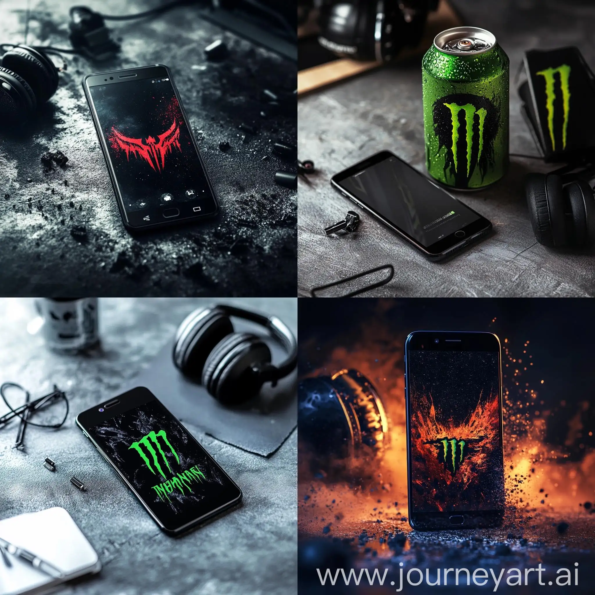 Monster-Energy-Drink-on-Mobile-Phone-Background-with-MusikIsMyPassion-Hashtag