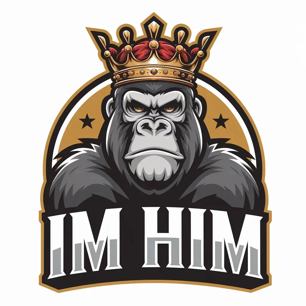 LOGO Design for IM HIM Gorilla with Crown in Vector Style for Entertainment Industry