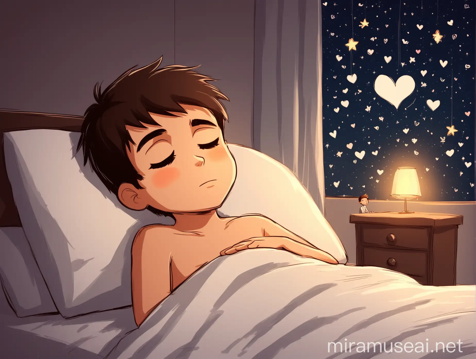 Dreamy Boy in Romantic Cartoon Style