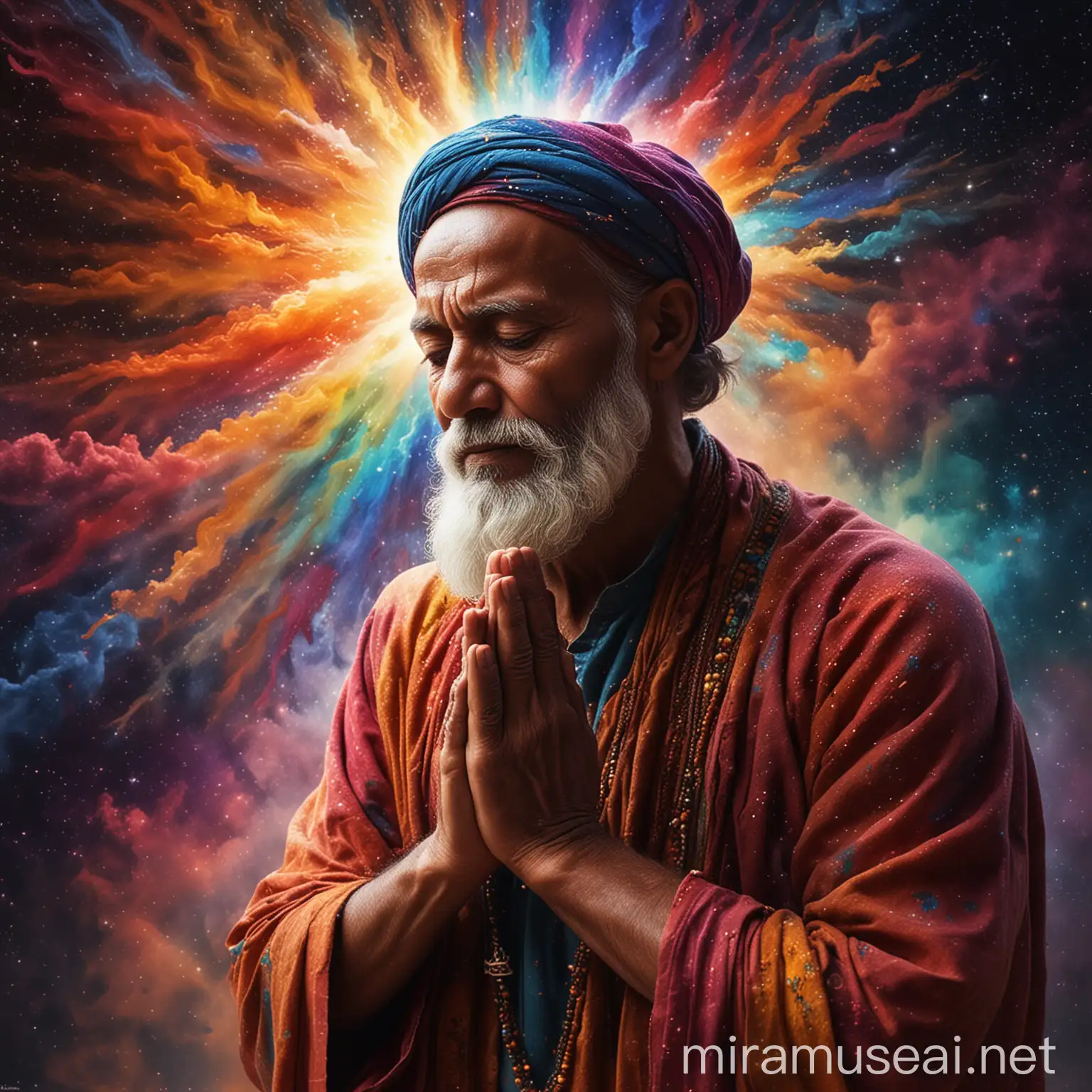 Sardar Man in Universe with Hands in Praying Position