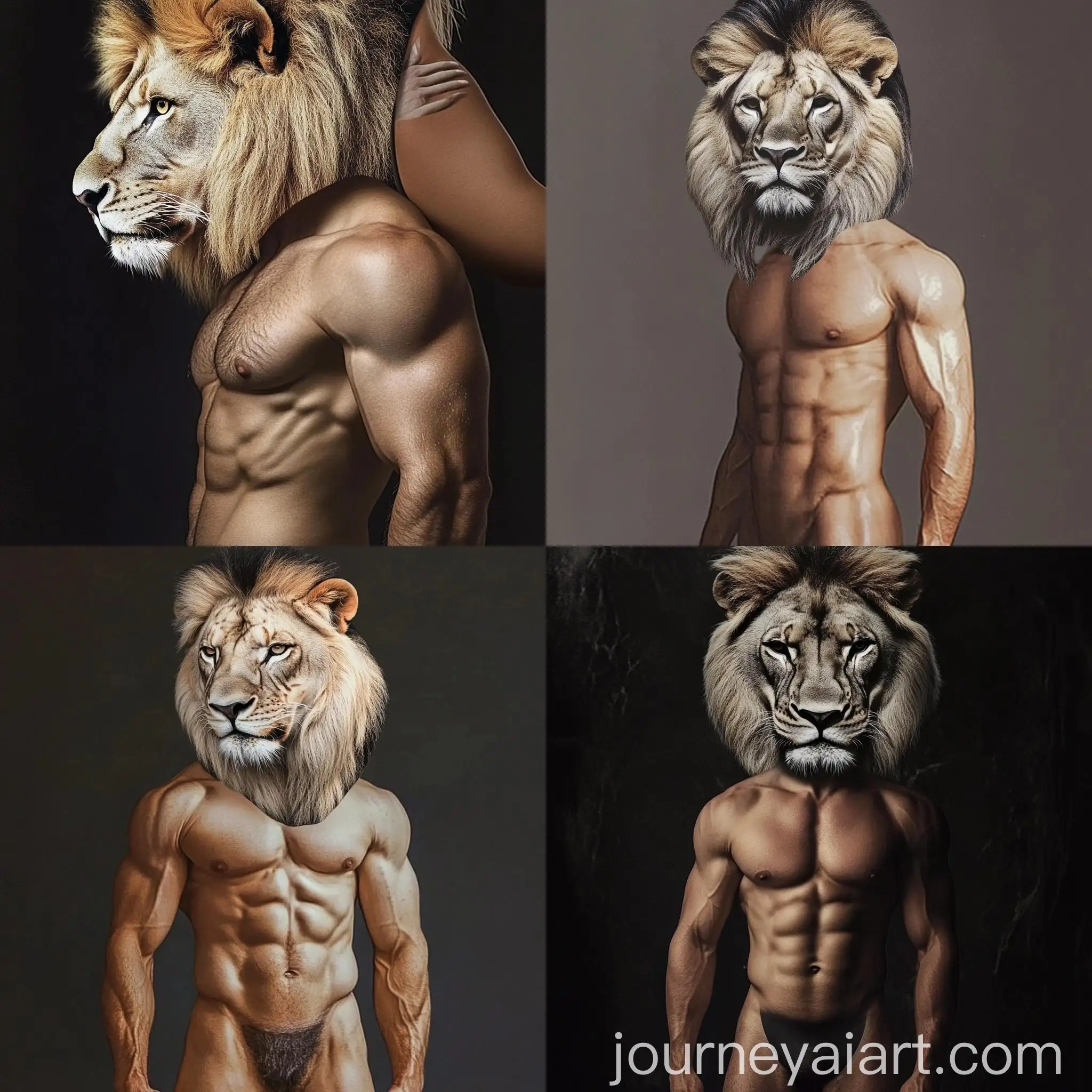 Lion-Head-Topless-Male-Human-Torso
