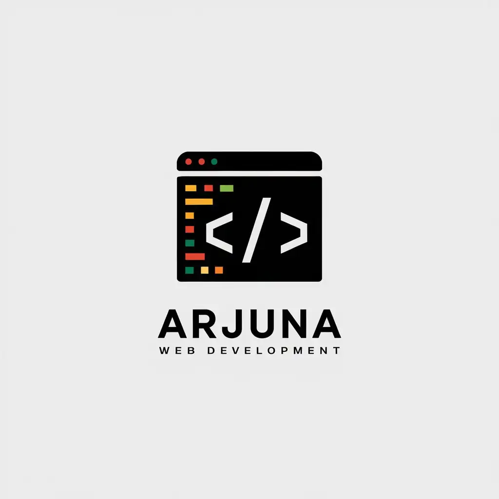 LOGO Design for Arjuna Digital Minimalistic Vector Logo with Coding and Browser Symbol for Web Development