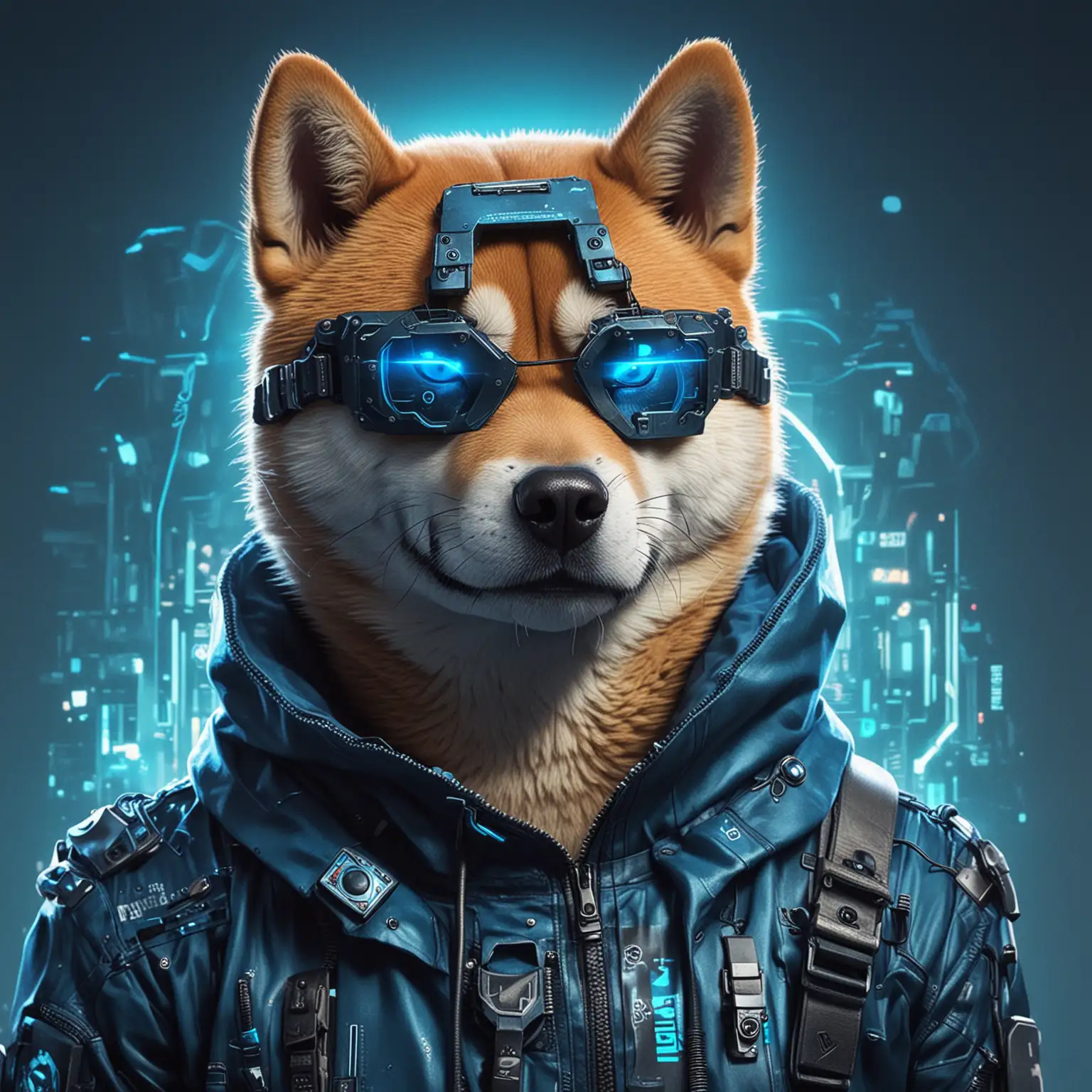 Shiba-Inu-in-Cyberpunk-Blue-Style-with-Futuristic-City-Background