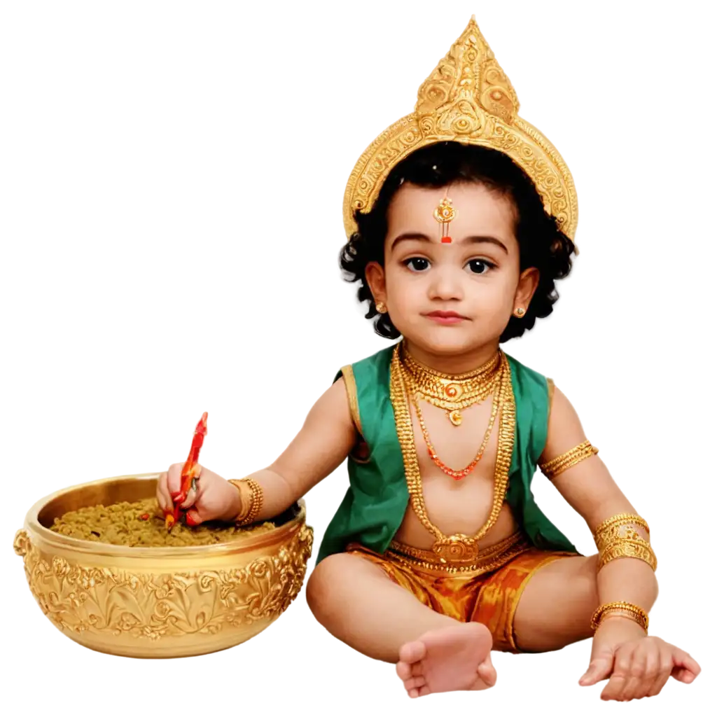 3YearOld-Bal-Krishna-with-Makhan-Handi-PNG-Image-for-Cultural-Art-Depiction