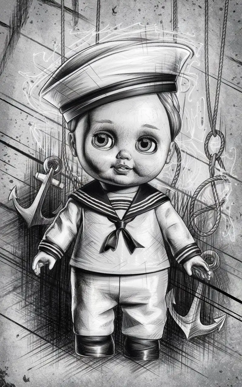 Abstract-Sailor-Doll-with-Expressive-Eyes-and-Grunge-Texture