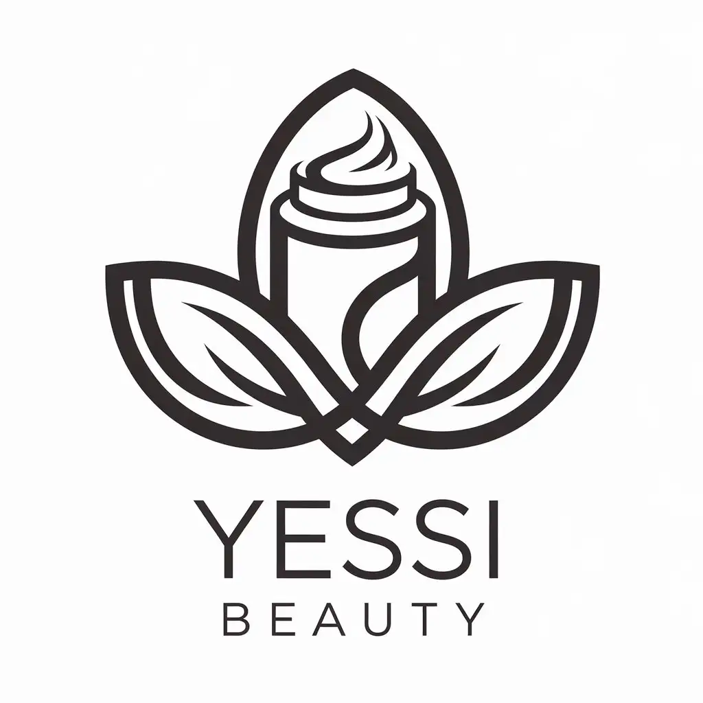 a vector logo design,with the text "yessi beauty", main symbol:leaves and a can of cream,complex,be used in Beauty Spa industry,clear background