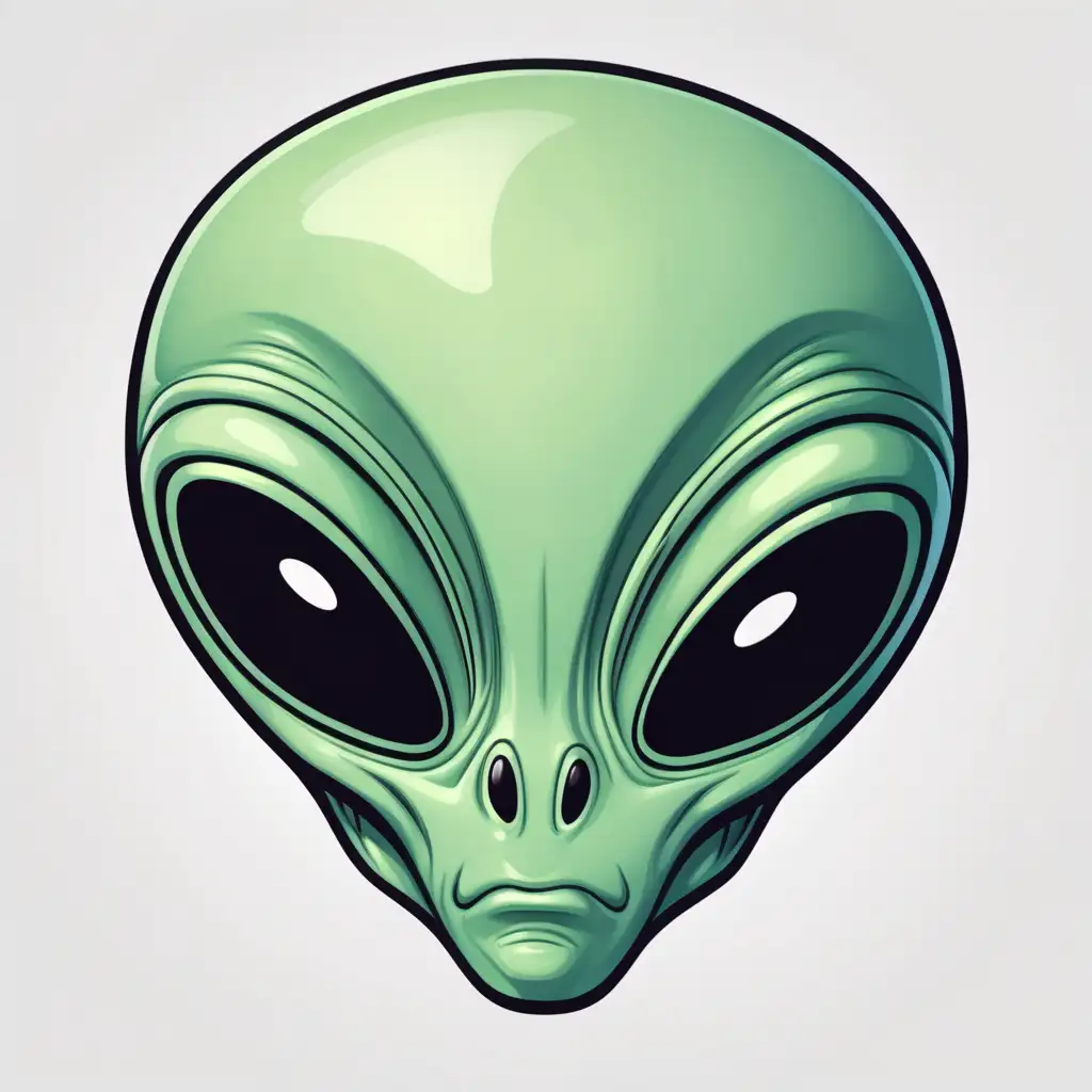 Cartoon Alien Face on Plain Background