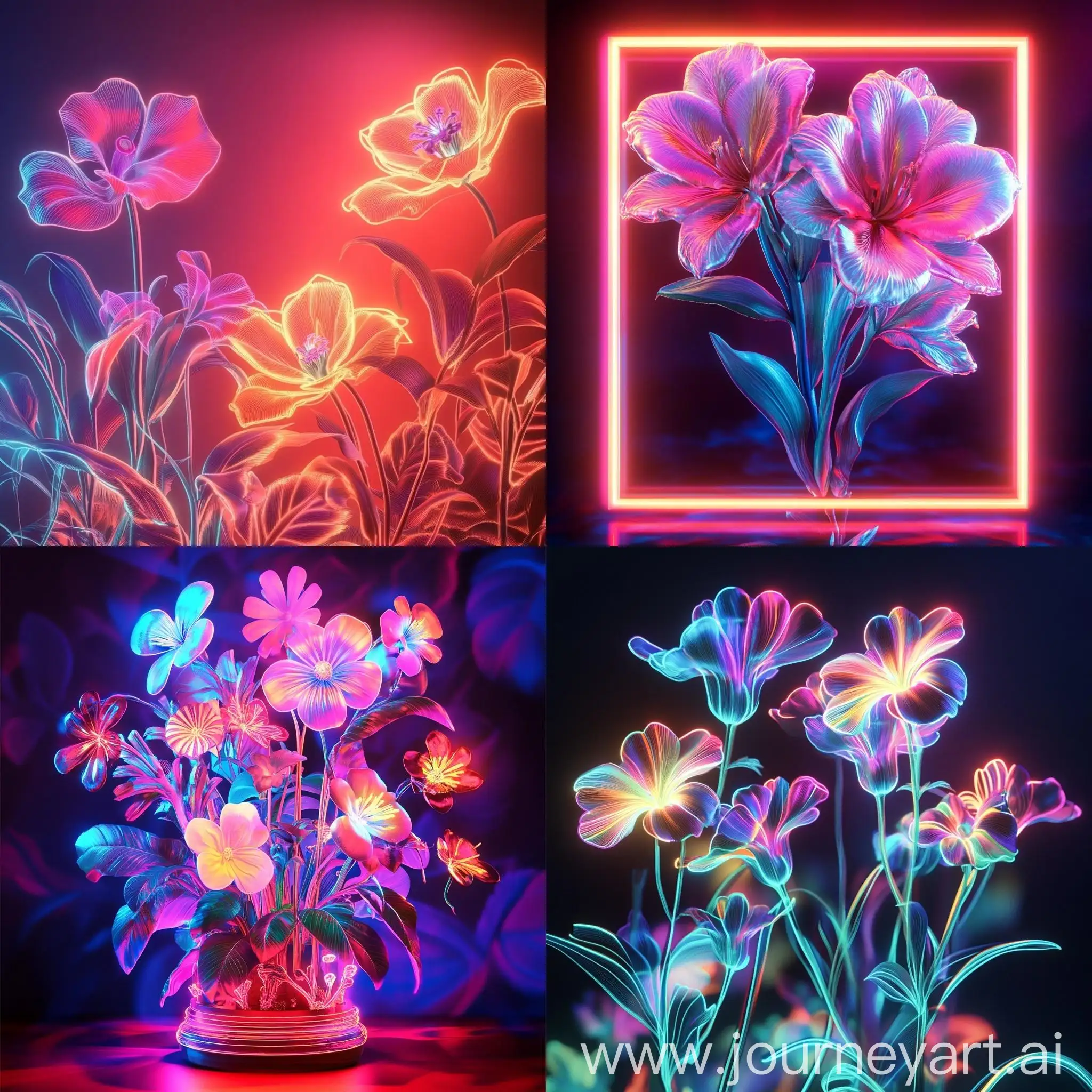 Vibrant-Neon-Background-with-Unusual-Flowers-Abstract-Art-Composition