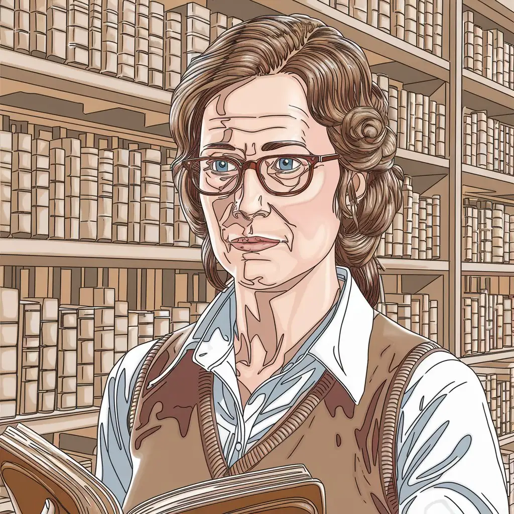 Librarian Alexandra, seeing the torn binding, strangled Igor, but quietly, so that silence would be maintained. A complex and incredibly detailed illustration. with clear lines and multiple contours, and the highest resolution.