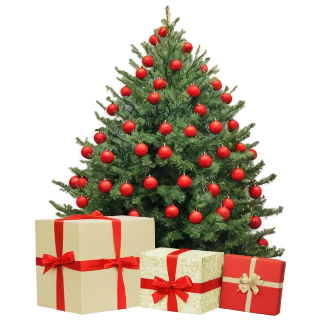 PNG-Christmas-Tree-and-Gift-Package-Festive-Holiday-Image