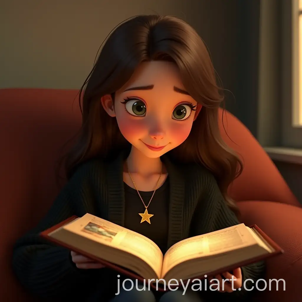 Thoughtful-Girl-Enjoying-a-Photo-Album-in-Cozy-PixarAI-Image-Prompt-Expansion-Style