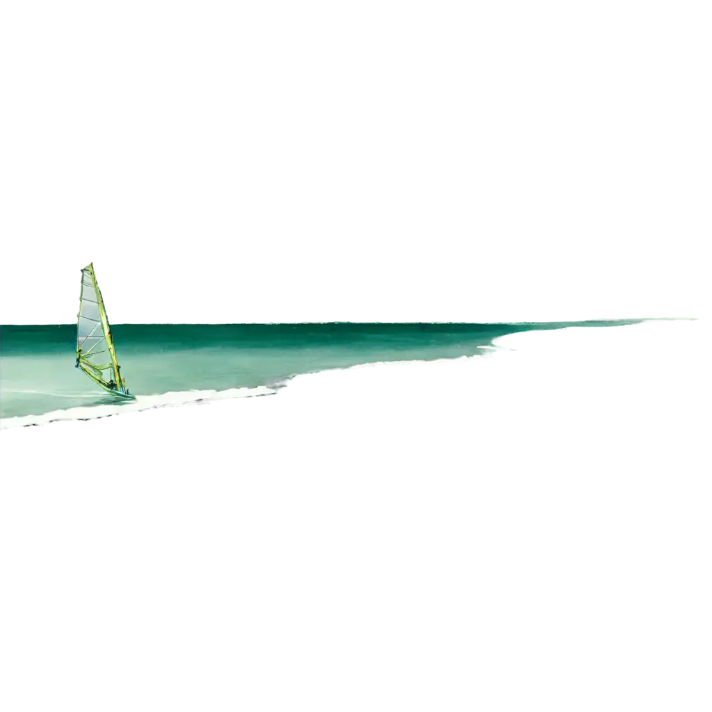 Spectacular-Green-Ink-PNG-Distant-Seascape-with-Windsurfing