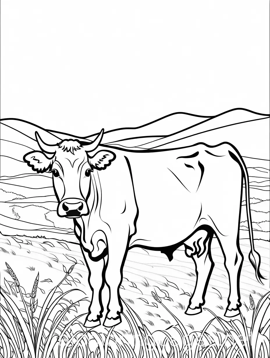 Cow-Grazing-on-a-Field-Coloring-Page-for-Kids