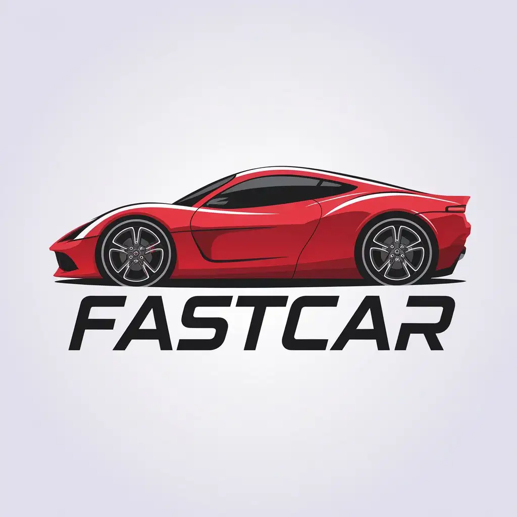 a vector logo design,with the text "FastCar", main symbol:FastCar,Minimalistic,be used in Automotive industry,clear background