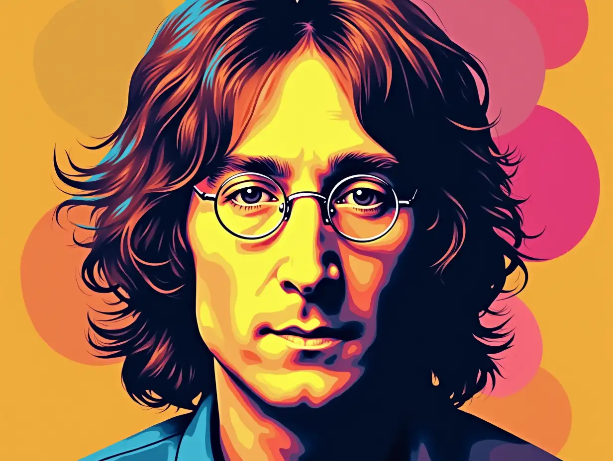 Create  image of John Lenon's face, in Pop Art style