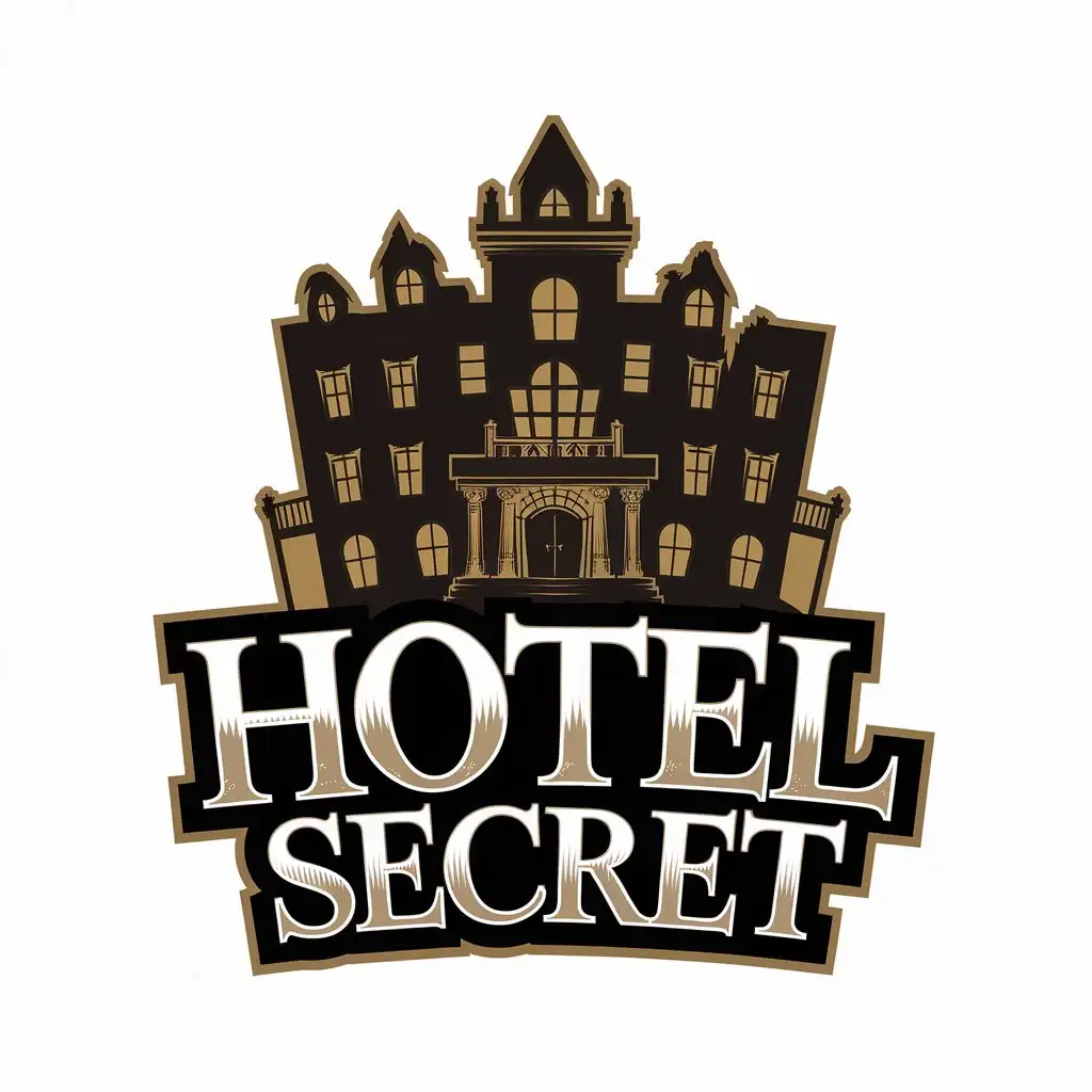 a vector logo design,with the text "hotel secret", main symbol:Horror hotel,Moderate,be used in Entertainment industry,clear background