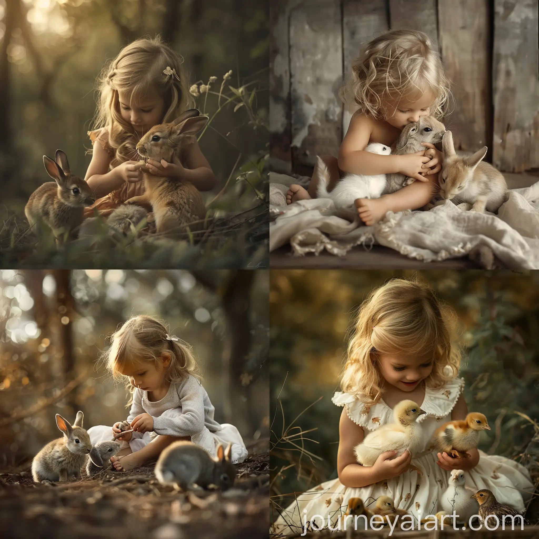 Little-Blonde-Girl-Playing-with-Animals