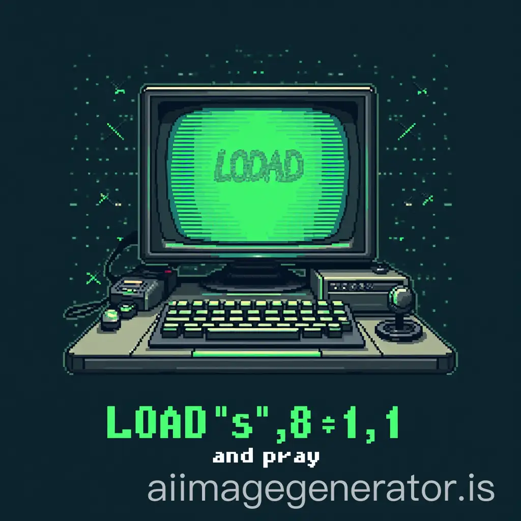 Retro-1980s-Commodore-64-TShirt-Design-Featuring-LOAD-Command-and-Vintage-Tech-Elements