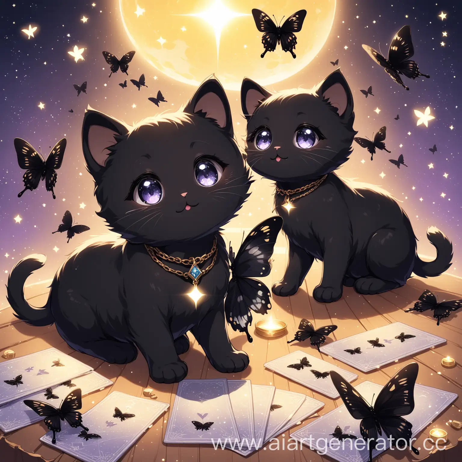 Black-Kittens-with-Tarot-Cards-and-Butterflies