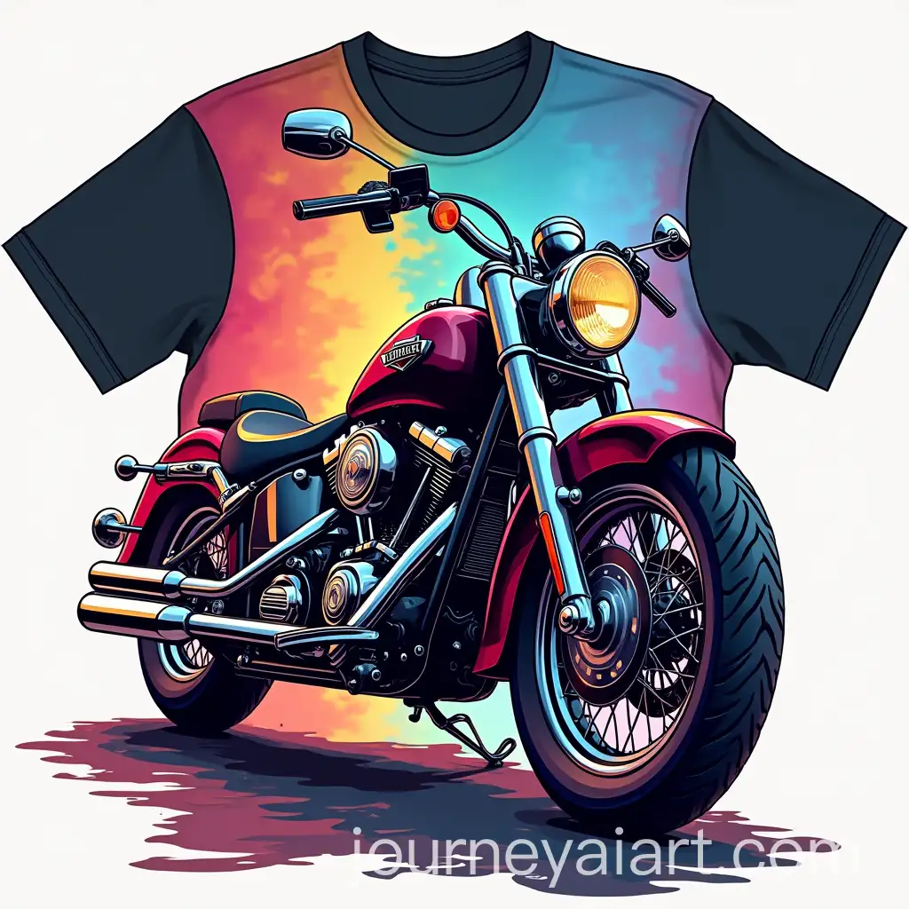 Rainbow-Colored-Motorcycle-Design-for-Tshirt