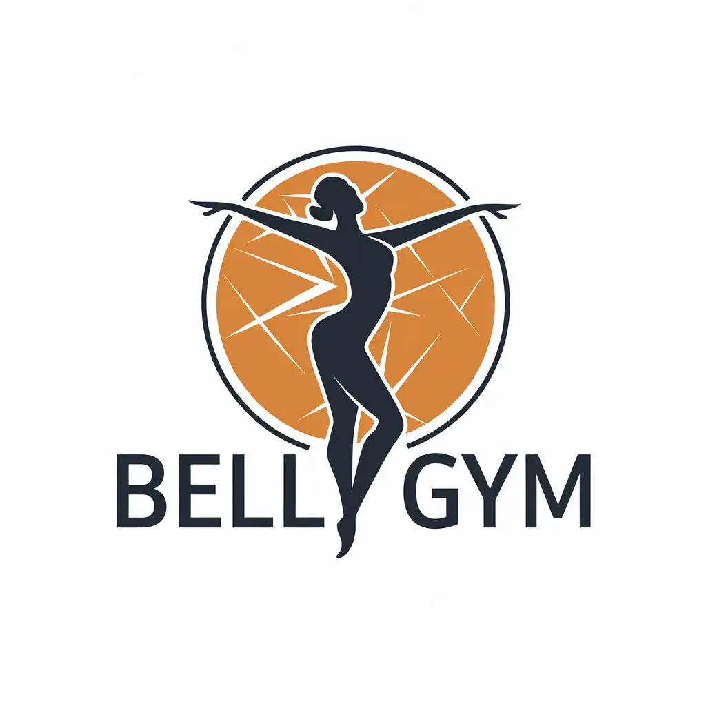 LOGO Design For Belly Gym Modern Vector Logo with Dancer Symbol for Sports Fitness Industry