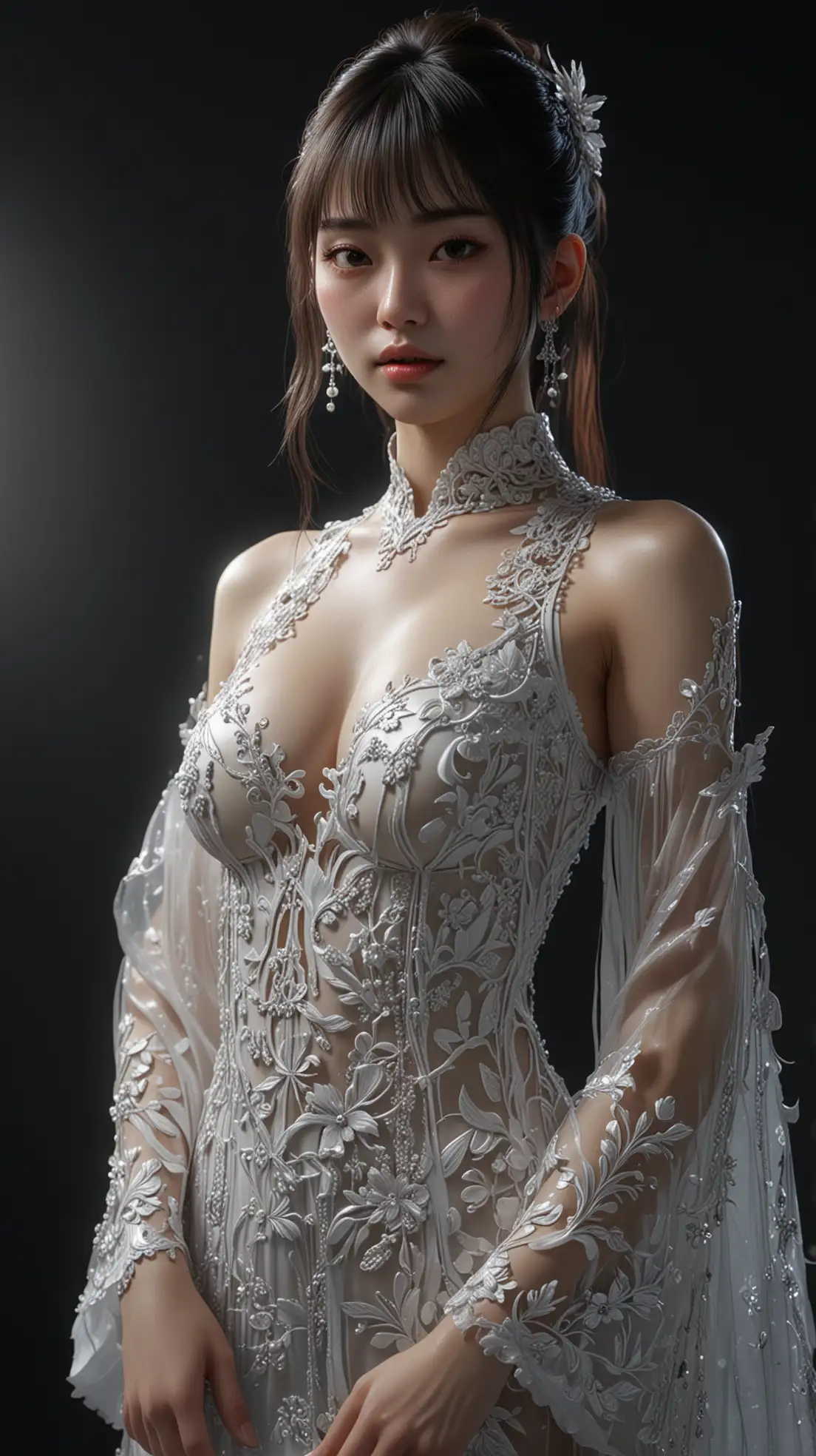 Hyperrealistic-Portrait-of-a-Chinese-Girl-in-Transparent-Dress-with-Intricate-Details-and-Psychedelic-Lighting