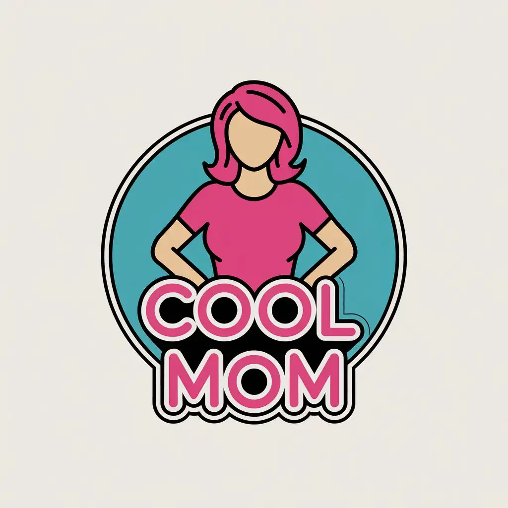 LOGO Design for Cool Mom Pink Shirt Hair with Minimalist Style