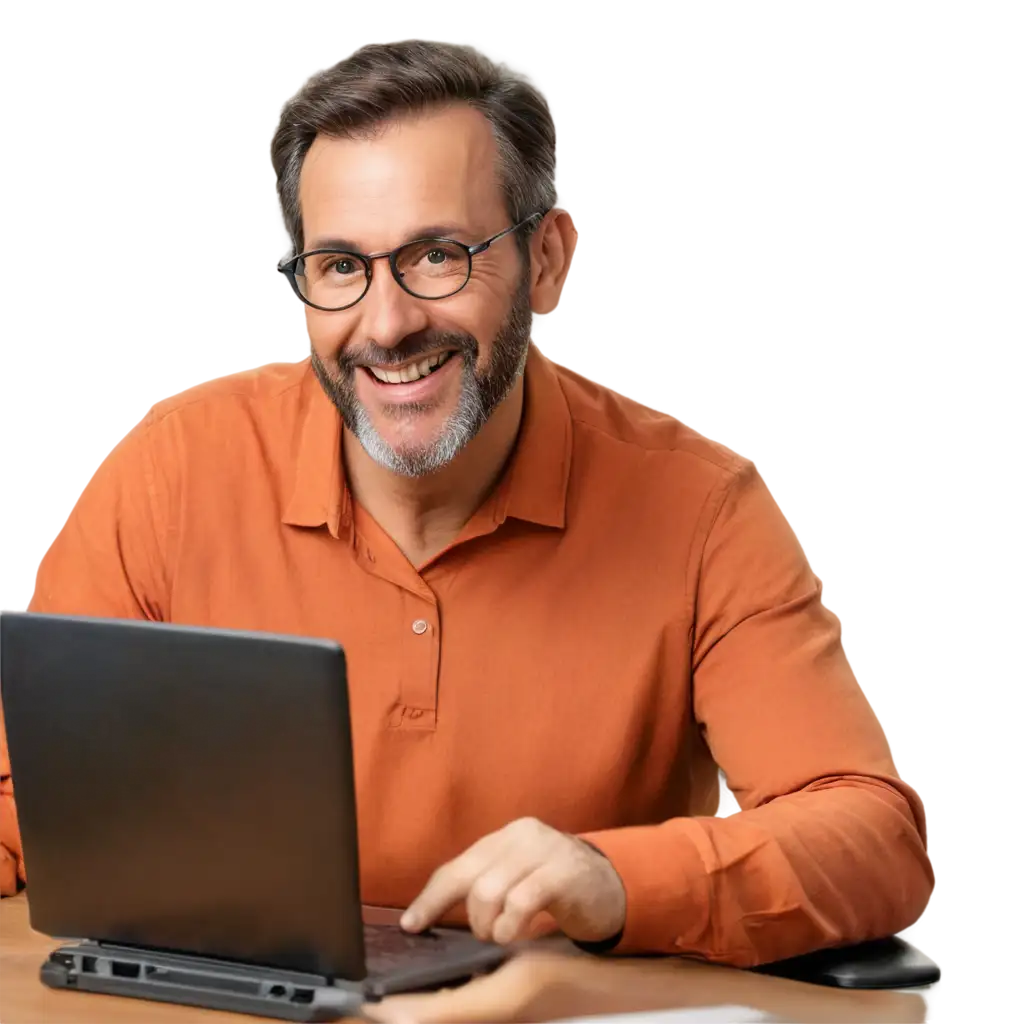 HighResolution-PNG-Image-of-a-Smiling-MiddleAged-Man-Working-on-a-Computer-with-Natural-Lighting-and-Transparent-Background