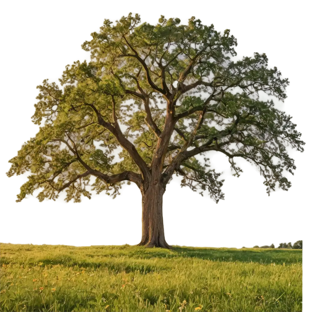 Majestic-Oak-Tree-PNG-Image-for-Serene-Golden-Hour-Meadow-Scene