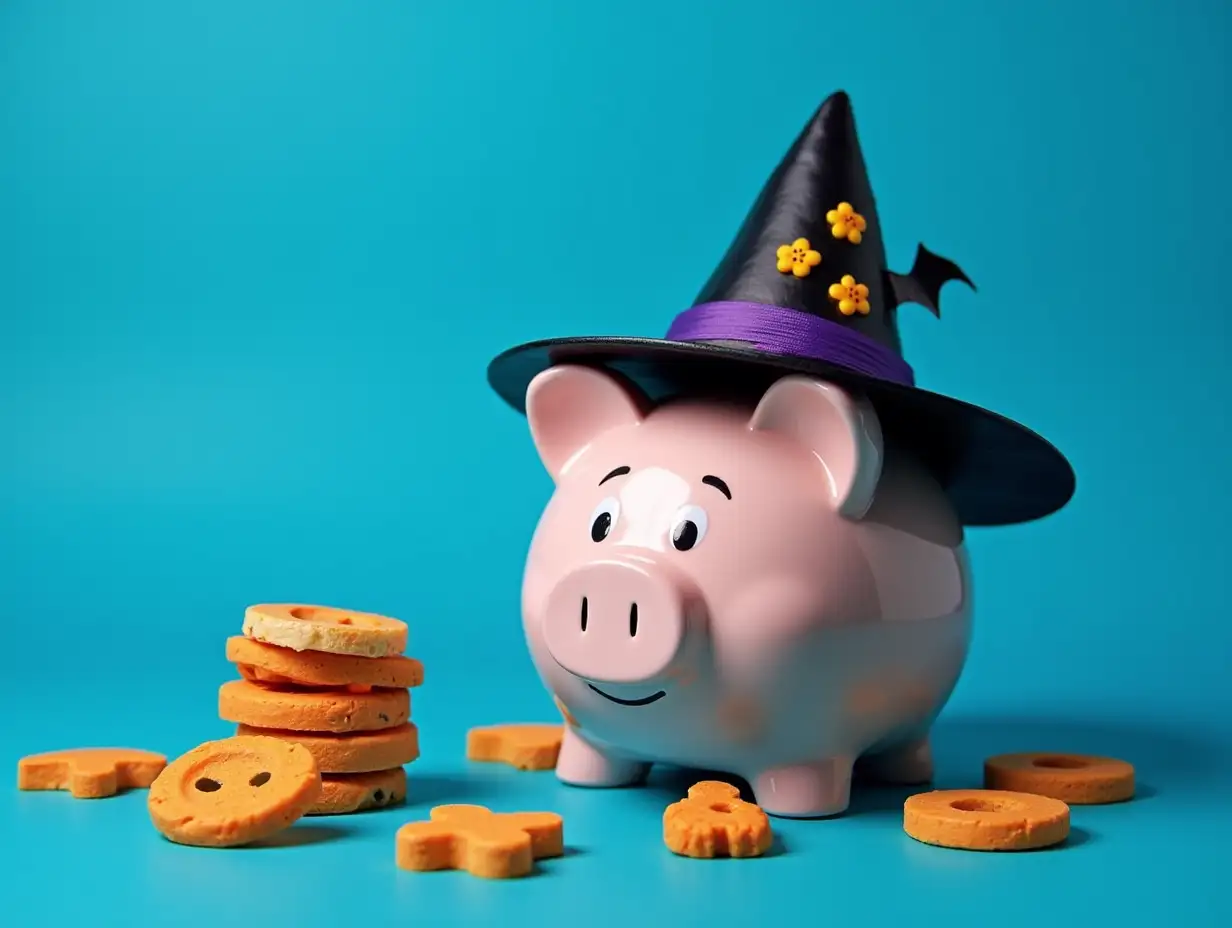 Spooky-Halloween-Piggy-Bank-in-Witch-Hat-with-Trick-or-Treat-Decor