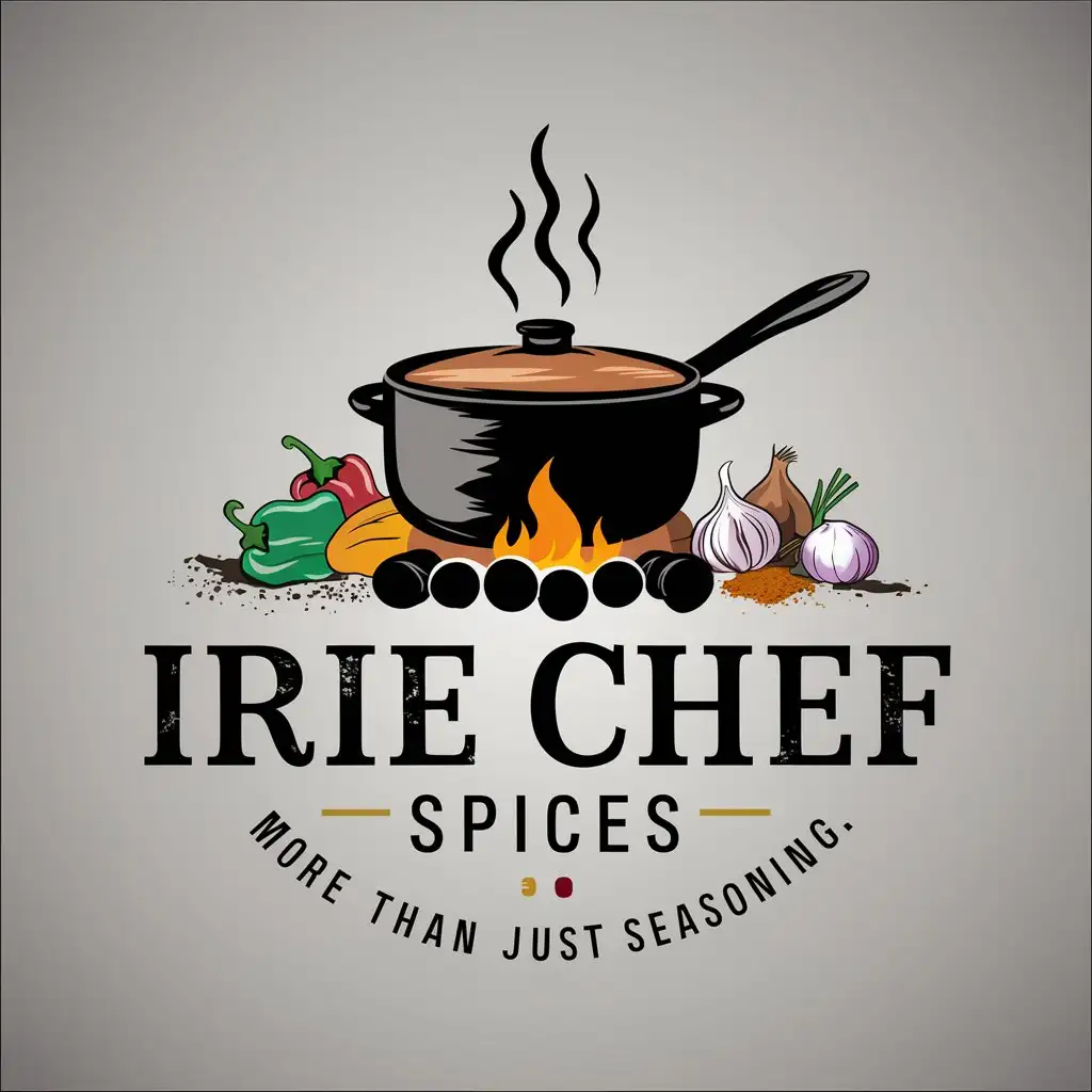 LOGO Design For Irie Chef Spices Outdoor Cooking Scene with Fresh Ingredients