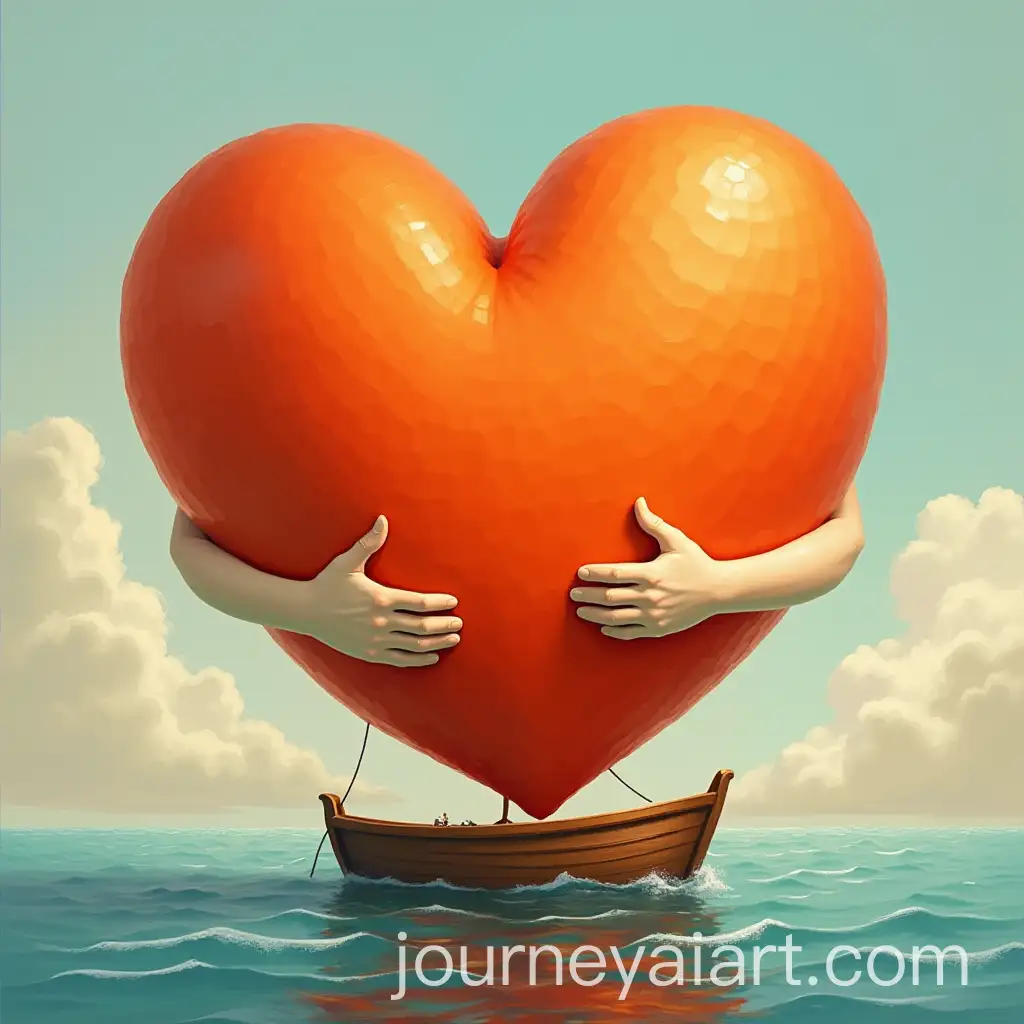 Orange-Heart-Embracing-a-Boat-with-Arms