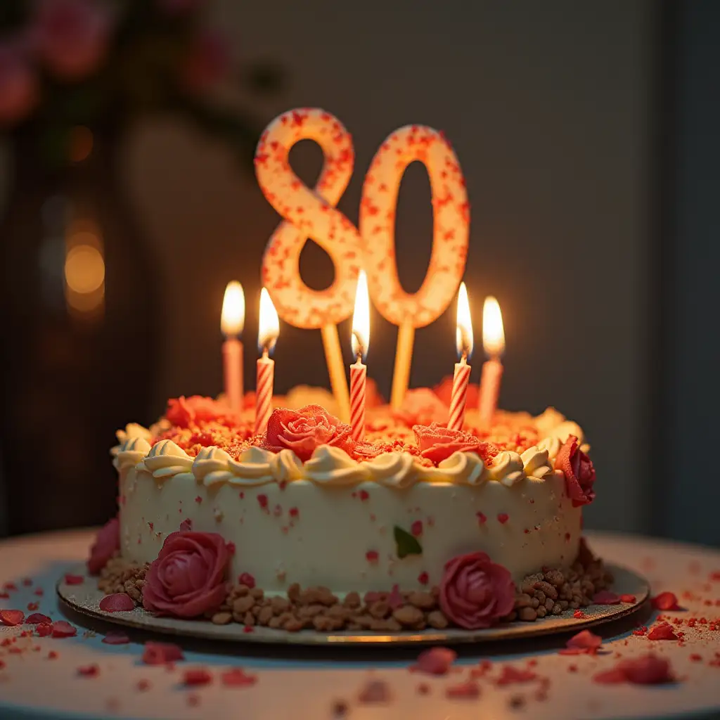 birthday cake, woman, 80 years