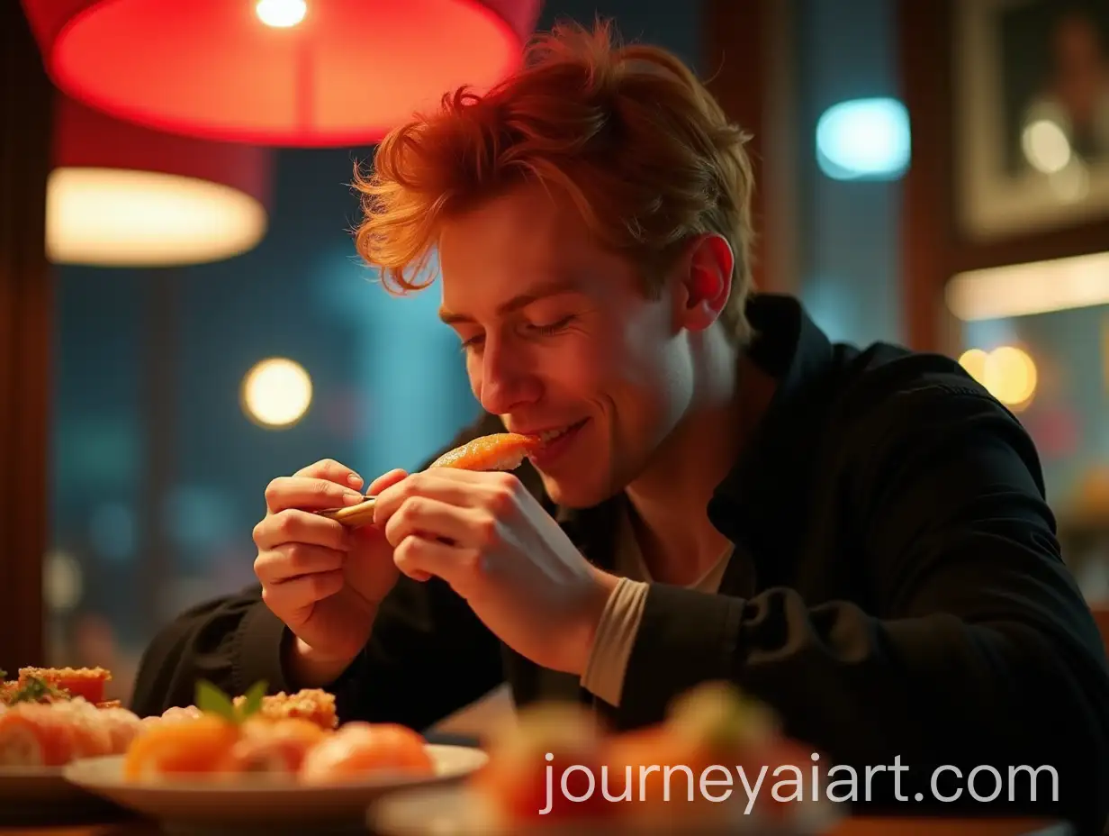 British-Person-Enjoying-Sushi-in-Fancy-BrightAI-Image-Prompt-Expansion-Sushi-Restaurant-at-Night