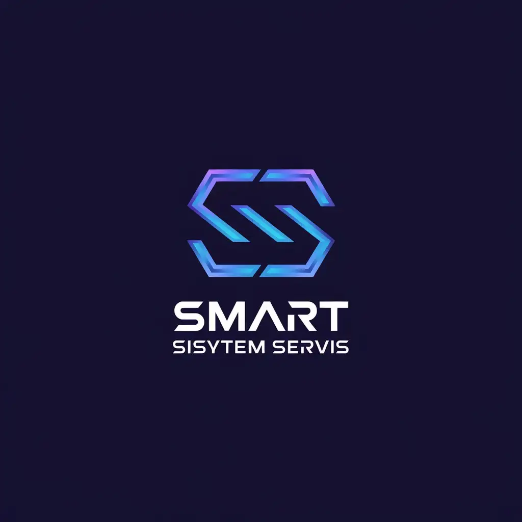 LOGO Design for SMART SYSTEM SERVIS Futuristic SSS with Metallic Gradient and Angular Overlapping Letters