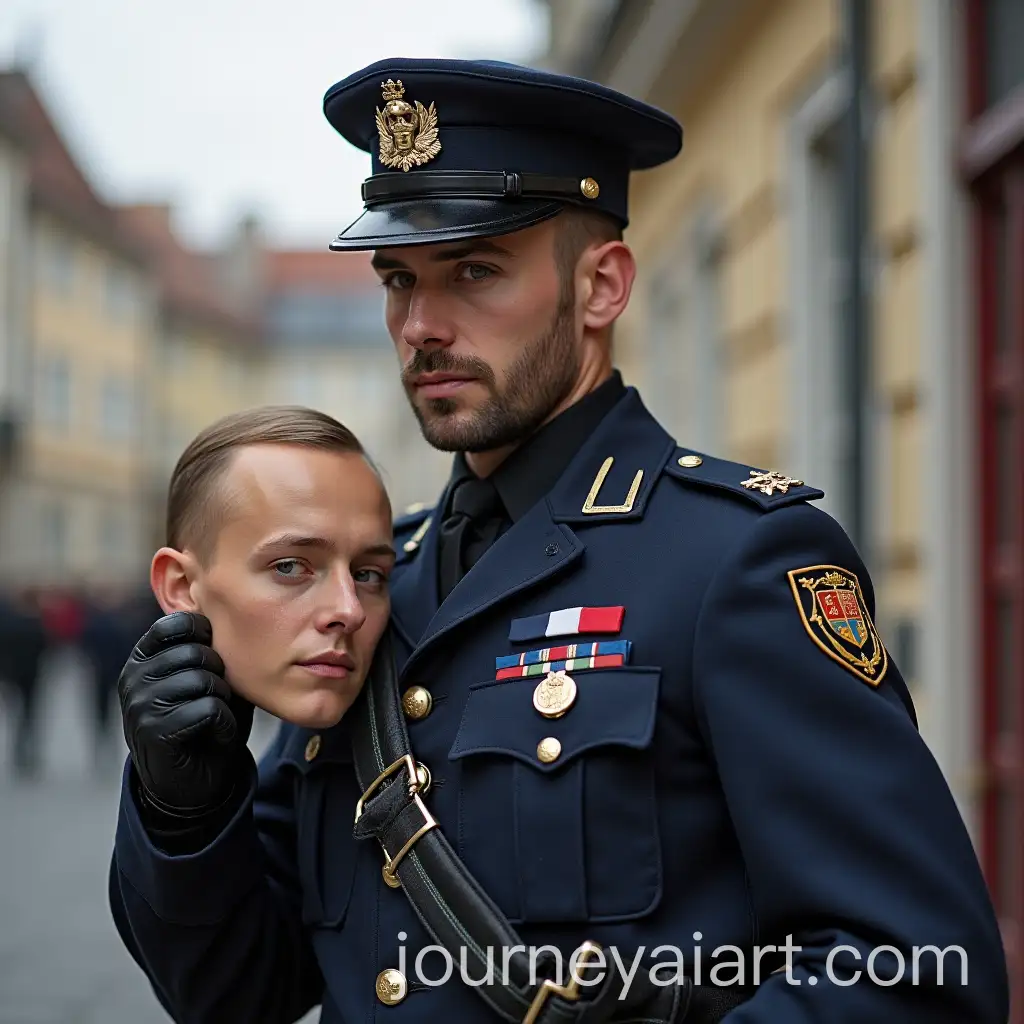 French-Gendarme-Holding-Paul-Dubovs-Head