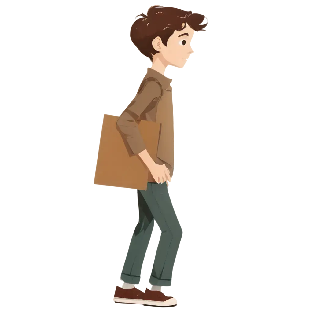 Cardboard-Film-Male-Child-Character-Looking-from-Right-and-Left-Profile-Full-Body-PNG-Image