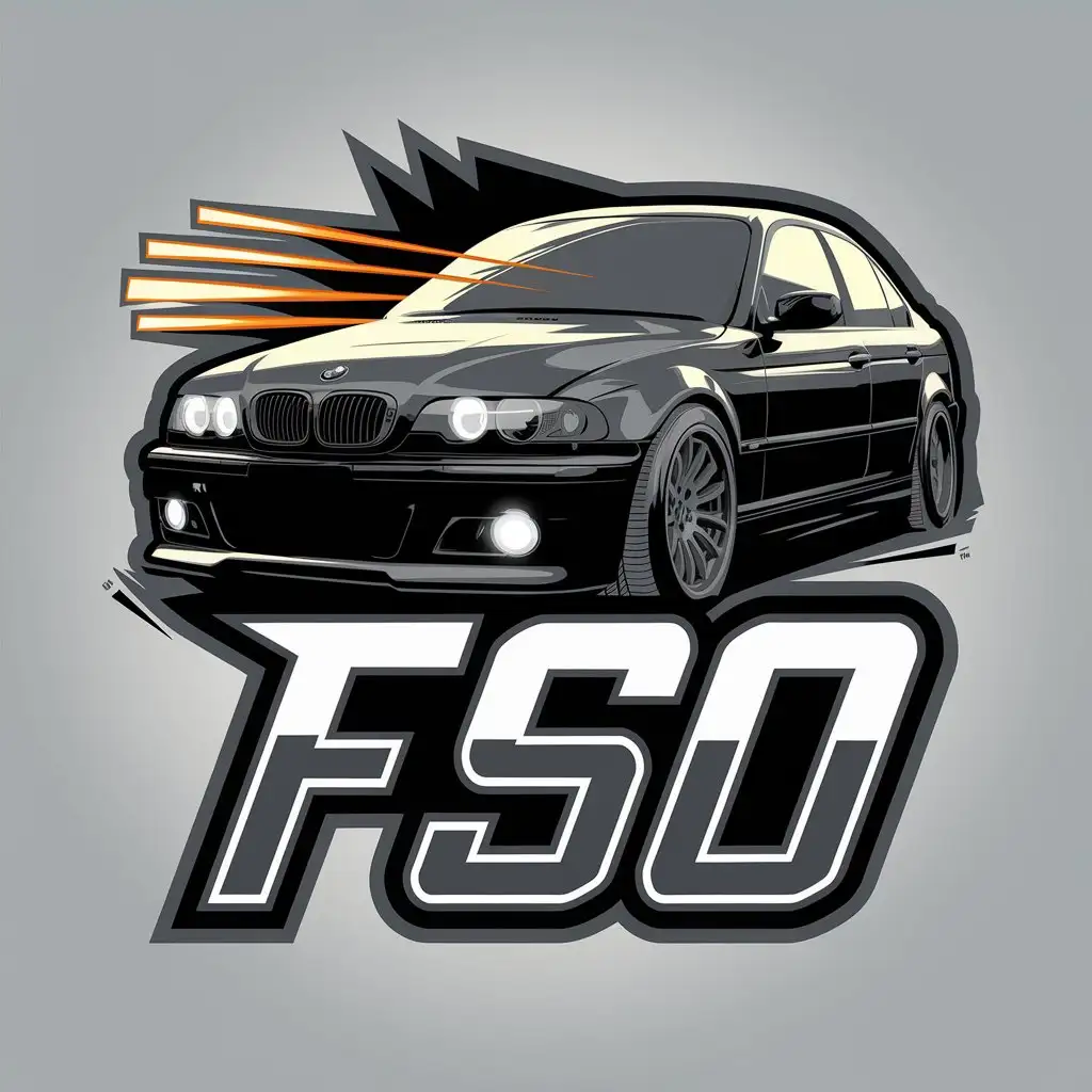 LOGO Design for FSO Graffiti Style with Black BMW E60 and Strobe Lights Theme