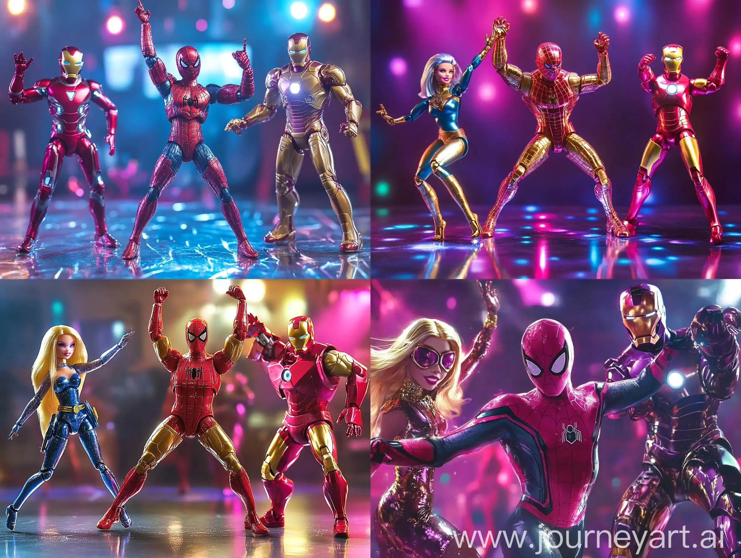 SpiderMan-Iron-Man-and-Barbie-Dancing-at-the-Disco