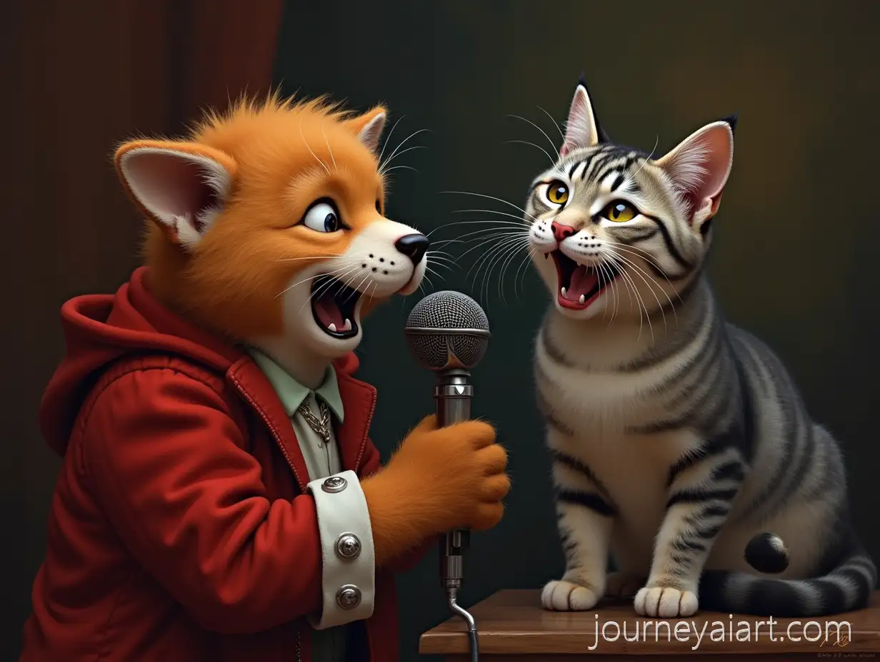 Sabaka-Singing-with-Microphone-While-a-Cat-Laughs