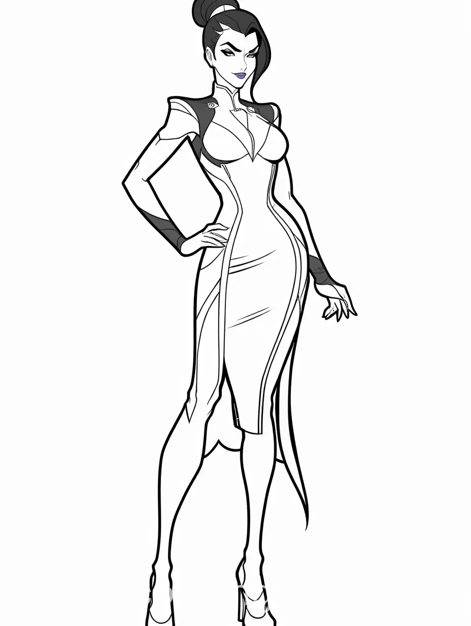 Overwatchs-Widowmaker-in-Bodycon-Dress-and-Heels-Coloring-Page